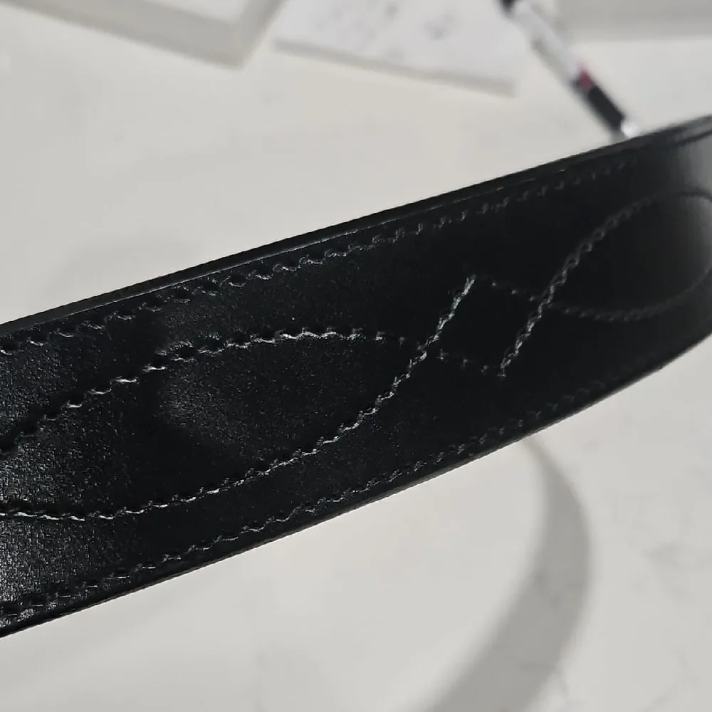 Black Leather Belt with Gold Buckle